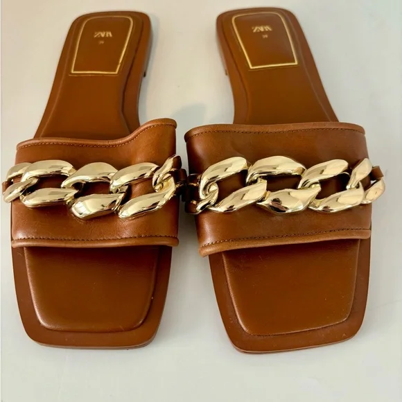 Zara sandals with gold chain details - Picture 3 of 8